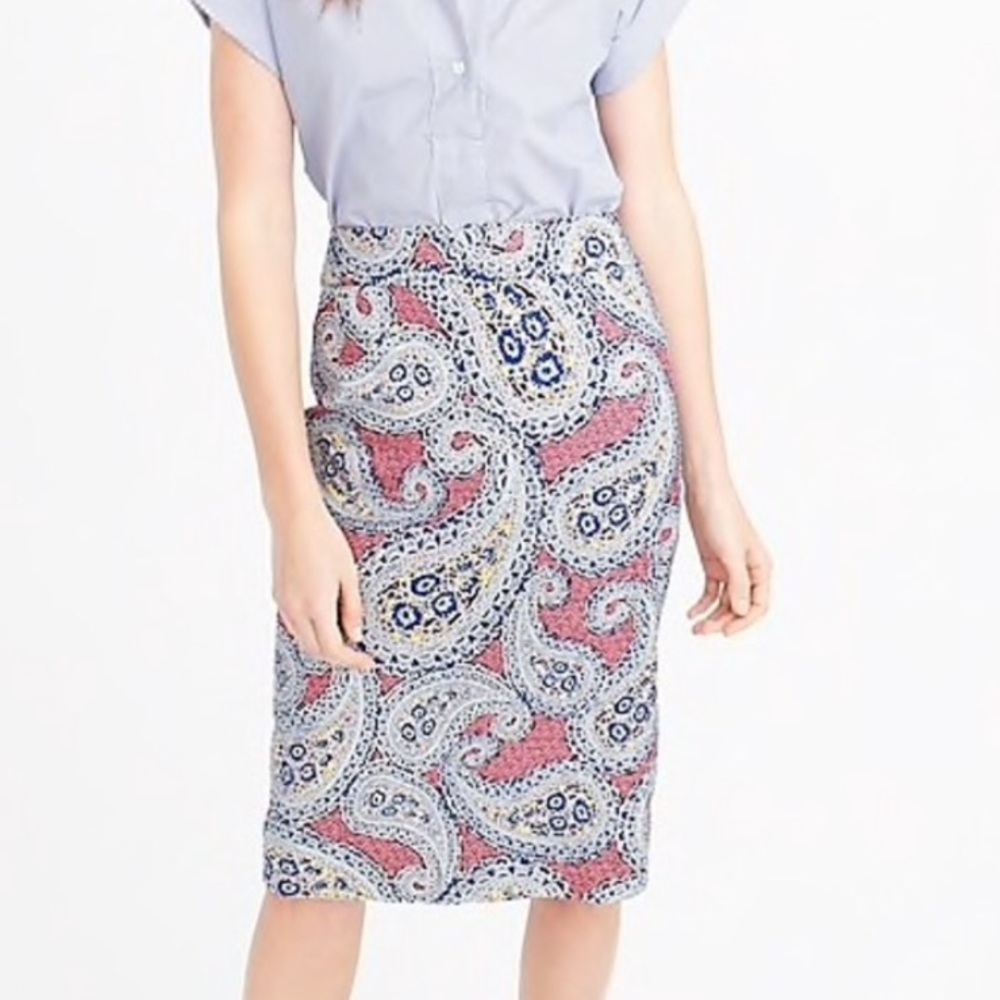 NWOT J. Crew no. 2 pencil skirt paisley
